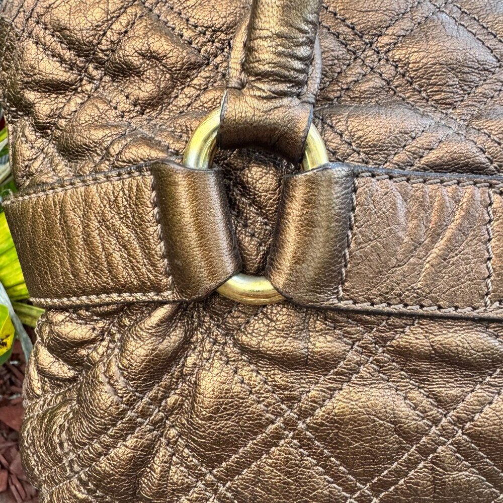 Marc Jacobs Made in Italy Quilted Bronze Metallic Leather Satchel Bag - Picture 8 of 17